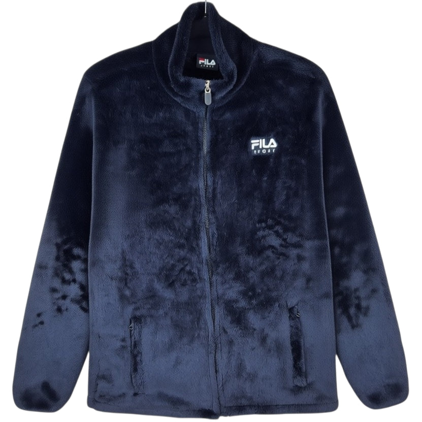 FILA Sport Womens Black Mink Fleece Zip Jumper Size S
