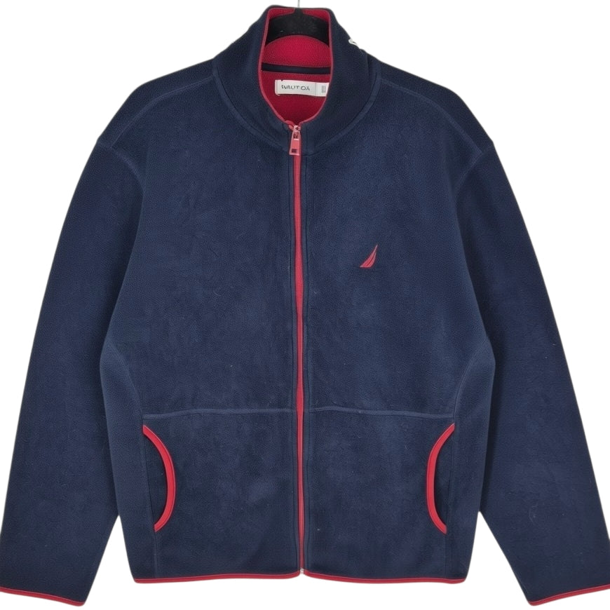 Nautica Dark Blue Fleece Zip Jumper Size L