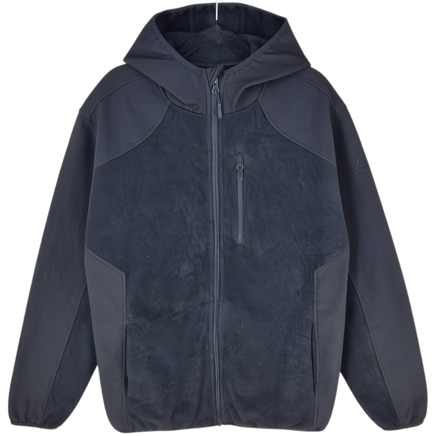 Reebok Black Hybrid Hooded Fleece Zip Jumper Size L