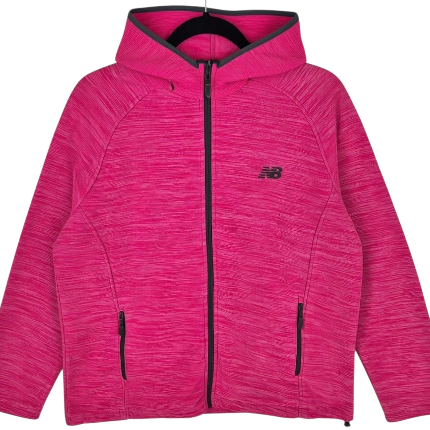 New Balance Womens Pink Hooded Fleece Zip Jumper Size XL
