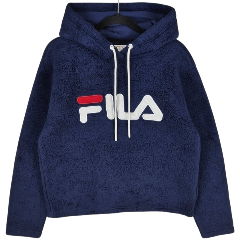 FILA Dark Blue Embroidered Fleece Hoodie Size S