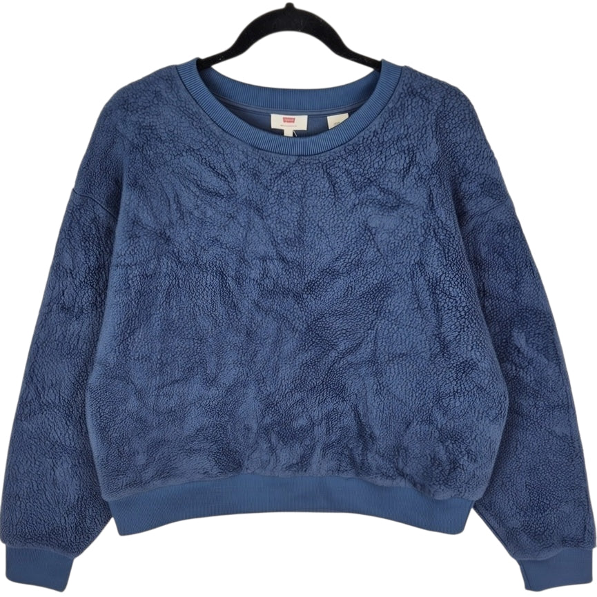 Levis Womens Steel Blue Crop Fleece Jumper Size L