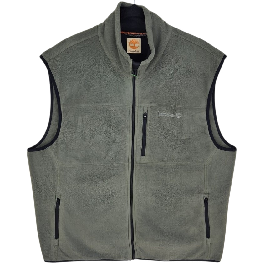 Timberland Khaki Green Fleece Zip Vest Size XL