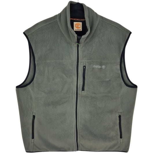 Timberland Khaki Green Fleece Zip Vest Size XL