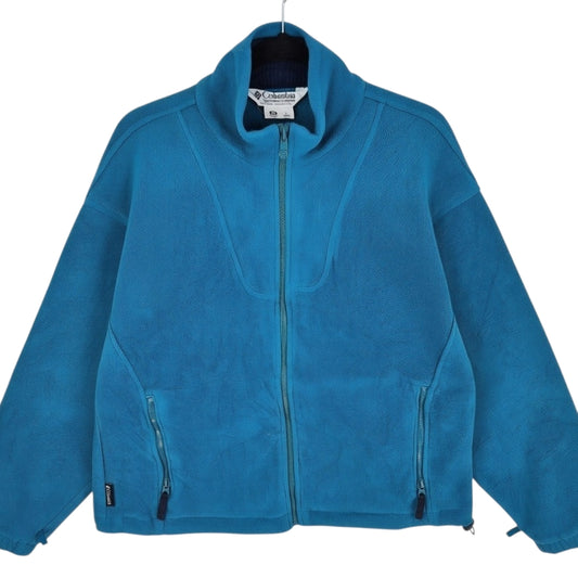 Vintage Columbia 80's Aqua Green Fleece Zip Jumper Size M
