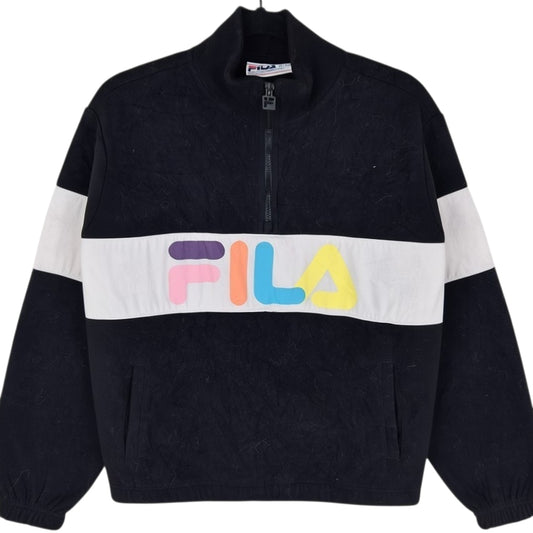FILA Black Quarter Zip Fleece Jumper Size XS