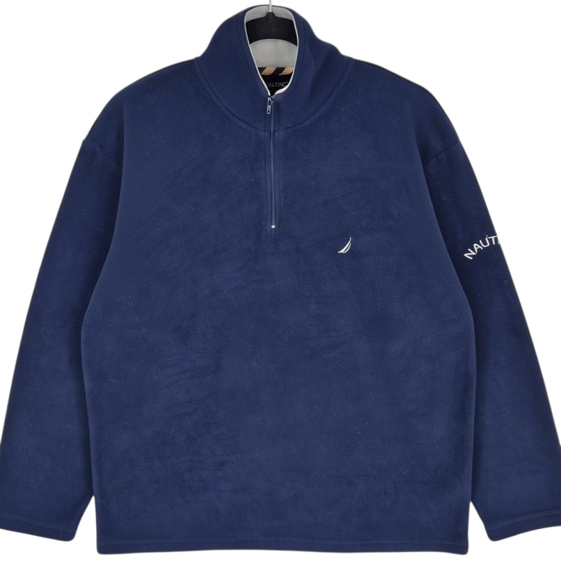 Nautica Blue Quarter Zip Fleece Jumper Size M