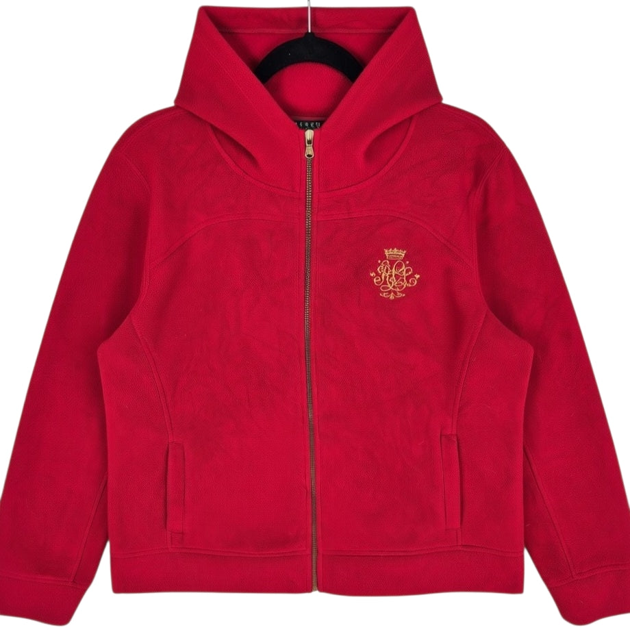 Vintage Ralph Lauren Green Label Womens Red Fleece Zip Hoodie Size XL