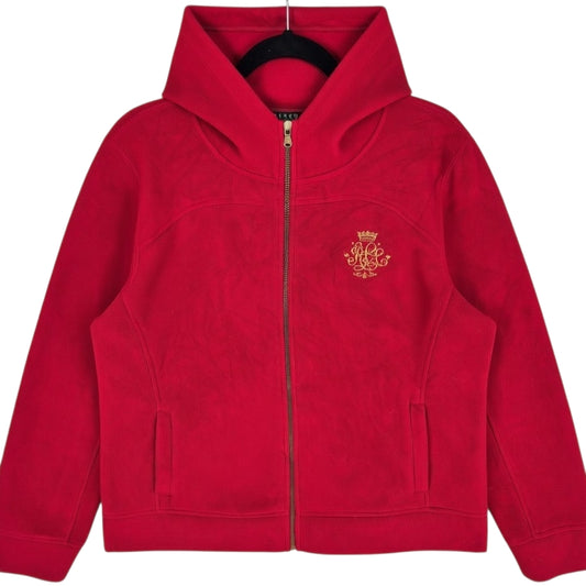 Vintage Ralph Lauren Green Label Womens Red Fleece Zip Hoodie Size XL