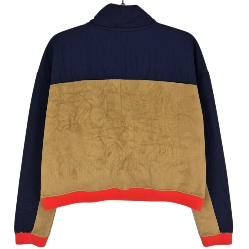Nike Womens Gold & Dark Blue Cropped Quarter Zip Fleece Jumper Size S