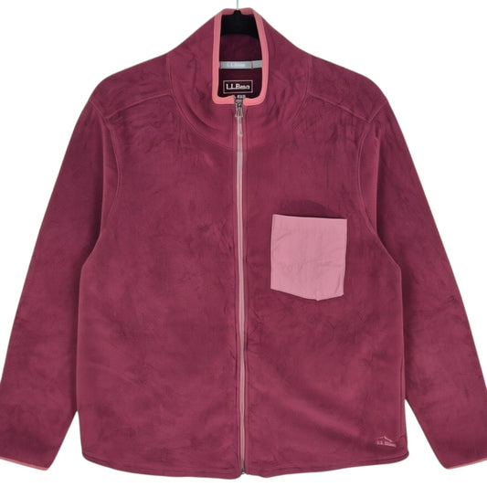 LL Bean Womens Burgundy Fleece Zip Jumper Size XL