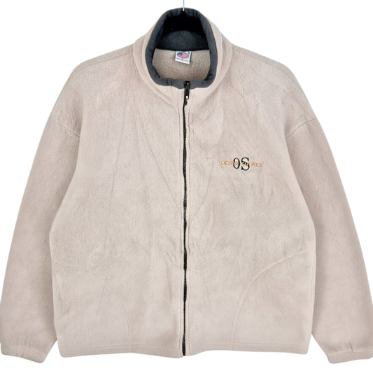 Vintage Ocean Shores 80's Light Brown USA Made Fleece Zip Jumper Size M