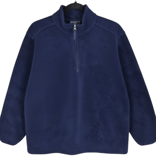 Vintage Lands End 90's Dark Blue Quarter Zip USA Made Fleece Jumper Size L