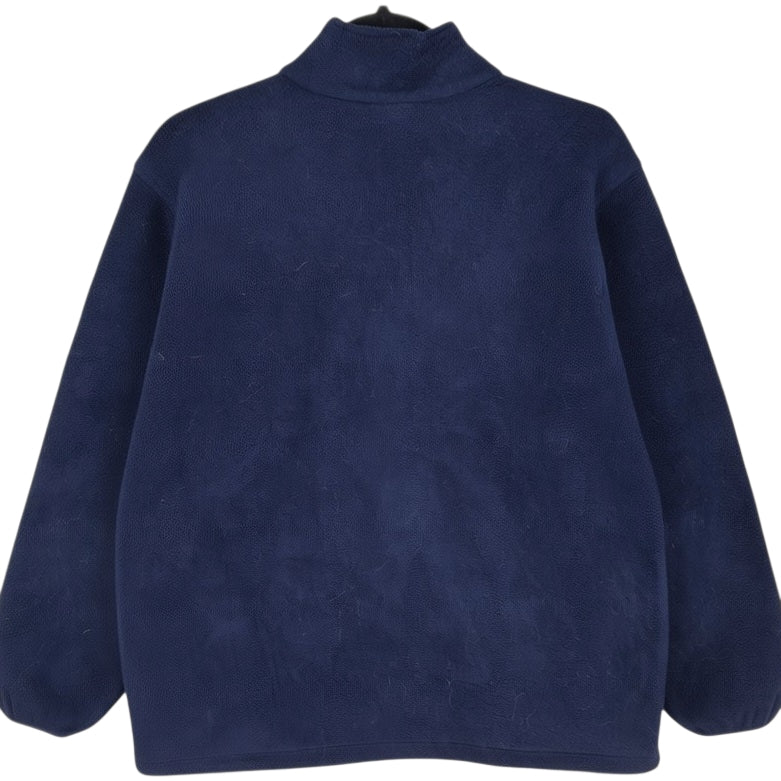 Vintage Lands End 90's Dark Blue Quarter Zip USA Made Fleece Jumper Size L