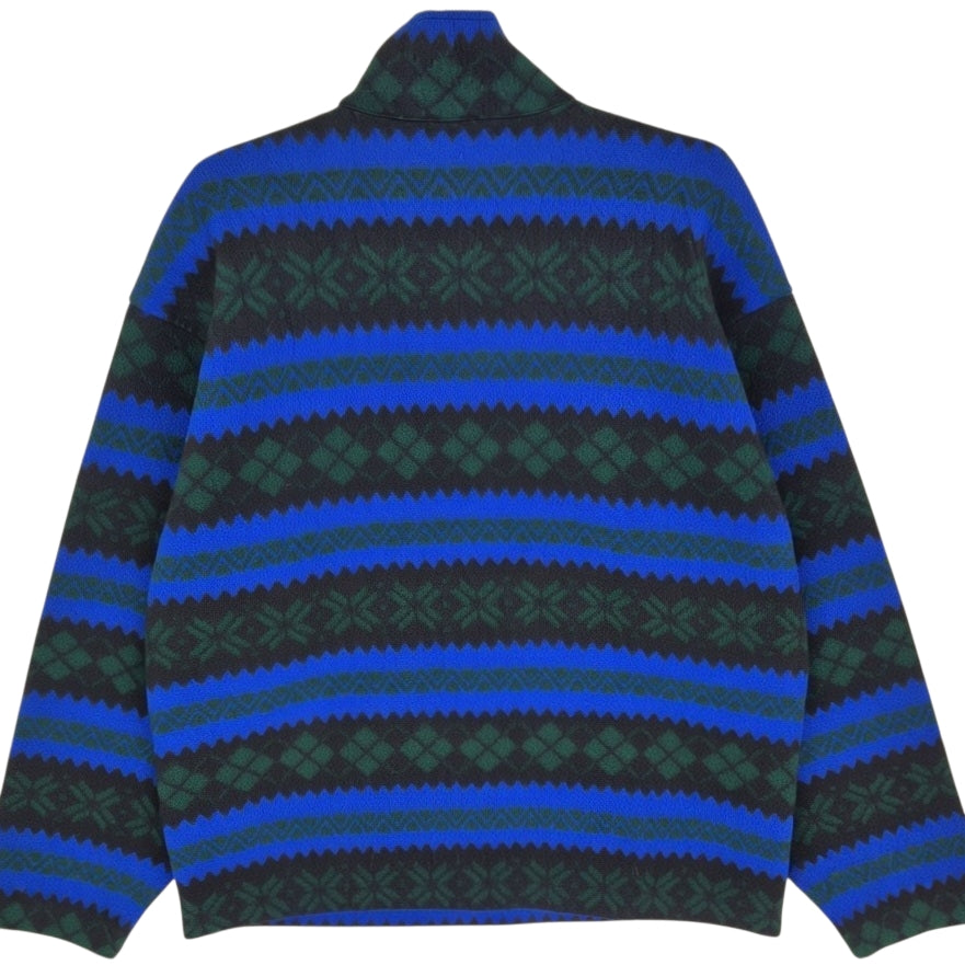 Vintage Saville Row 90's Blue Green & Black Quarter Zip Fleece Jumper Size 2XL