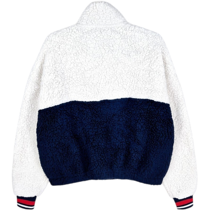 Tommy Hilfiger Sport Womens White & Dark Blue Half Zip Fleece Jumper Size M