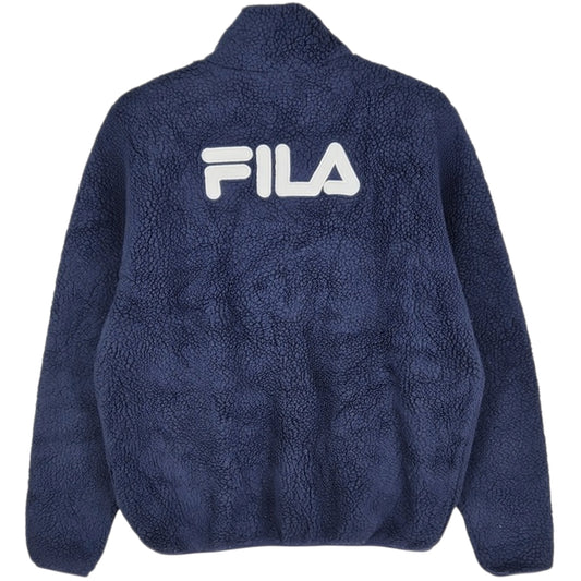 FILA Dark Blue Embroidered Fleece Zip Jumper Size XL