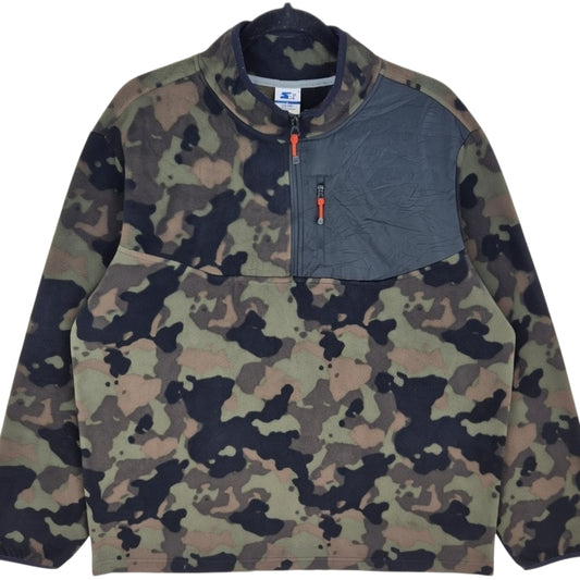 Starter Camo Green Quarter Zip Fleece Jumper Size XL