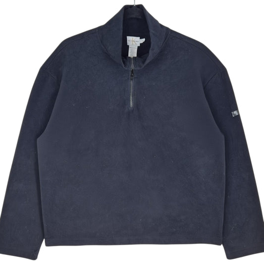 Vintage Calvin Klein 90's Black Quarter Zip Fleece Jumper Size L