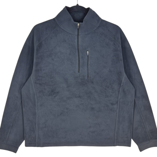 LL Bean Dark Grey Quarter Zip Fleece Jumper Size L
