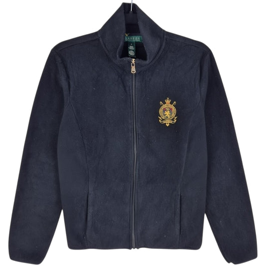 Vintage Ralph Lauren Green Label Womens Black Fleece Zip Jumper Size M