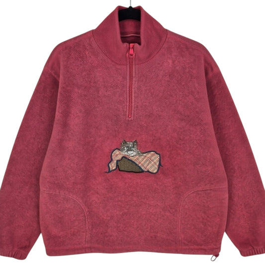 Vintage Northern Reflections 90's Coral Red Quarter Zip Fleece Jumper Size M