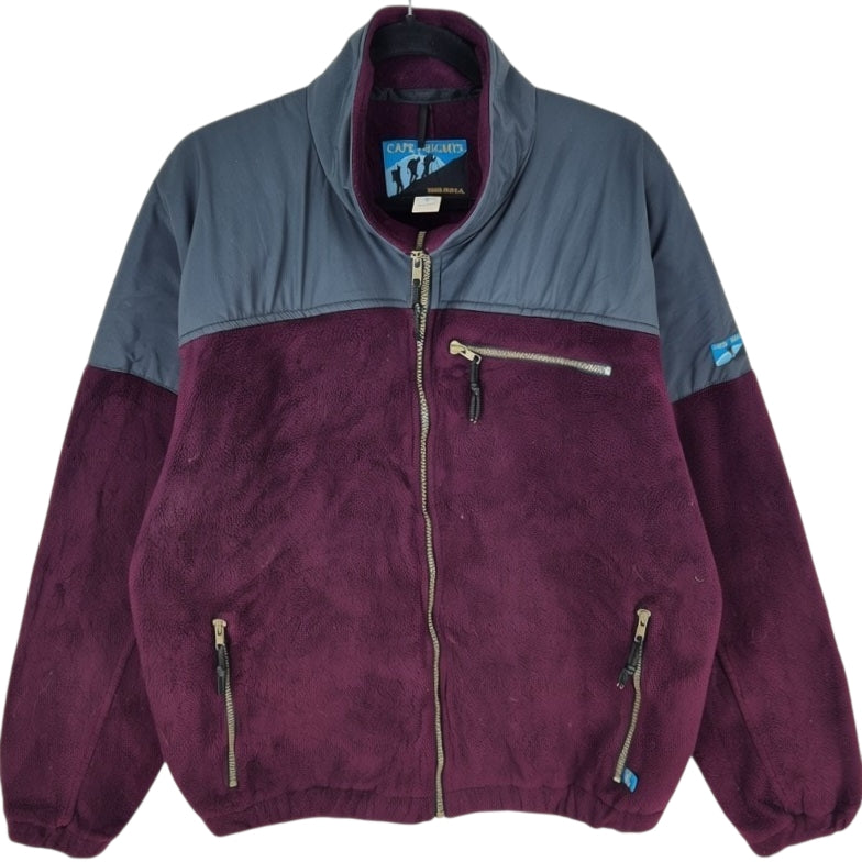 Vintage Cape Heights 90's Burgundy USA Fleece Zip Jumper Size L