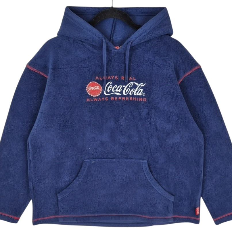 Vintage Coca Cola 90's Dark Blue Fleece Hoodie Size L