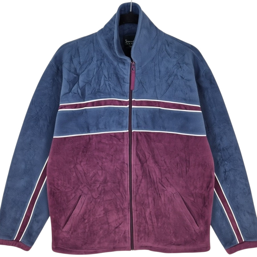 Vintage Scandia Woods 90's Burgundy & Blue Fleece Zip Jumper Size L