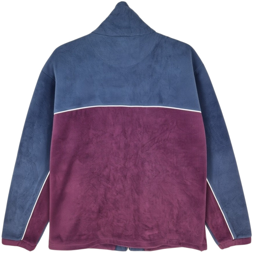 Vintage Scandia Woods 90's Burgundy & Blue Fleece Zip Jumper Size L