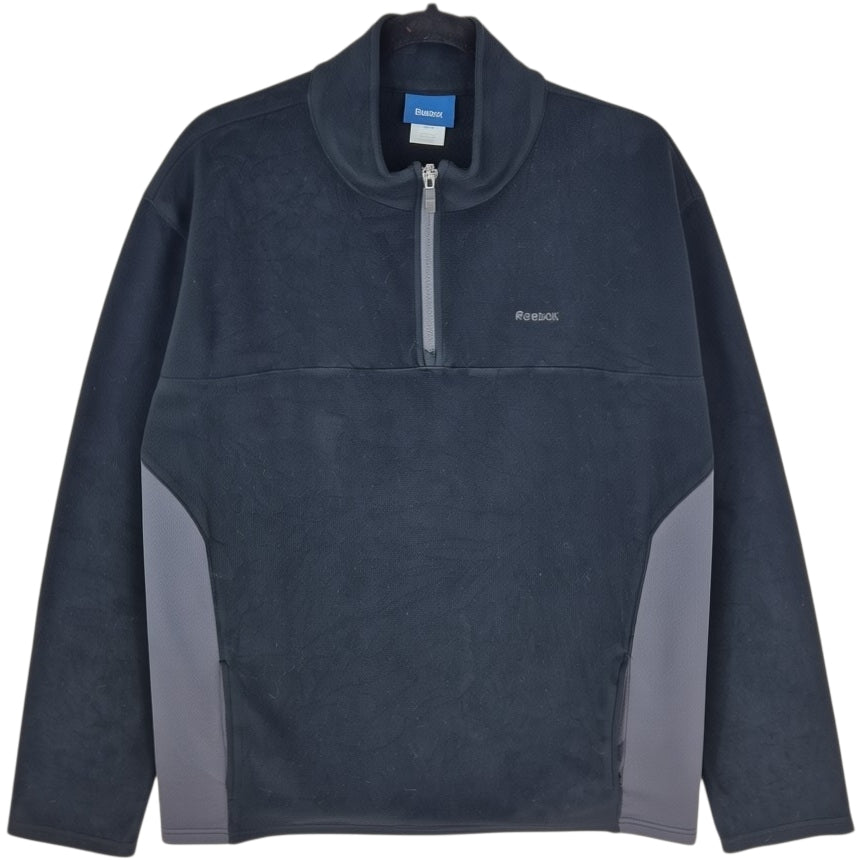 Reebok Black Quarter Zip Fleece Jumper Size XL