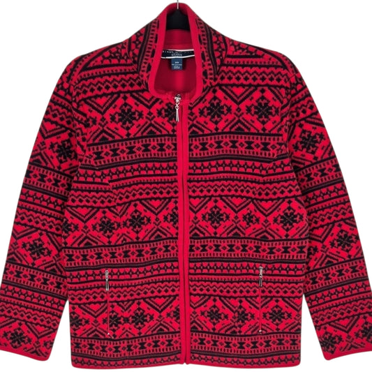 Karen Scott Sport Womens Red Fleece Zip Jumper Size M