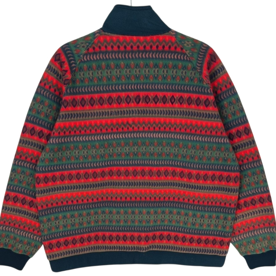 Vintage Bugle Boy 90's Green & Red Quarter Zip Fleece Jumper Size M
