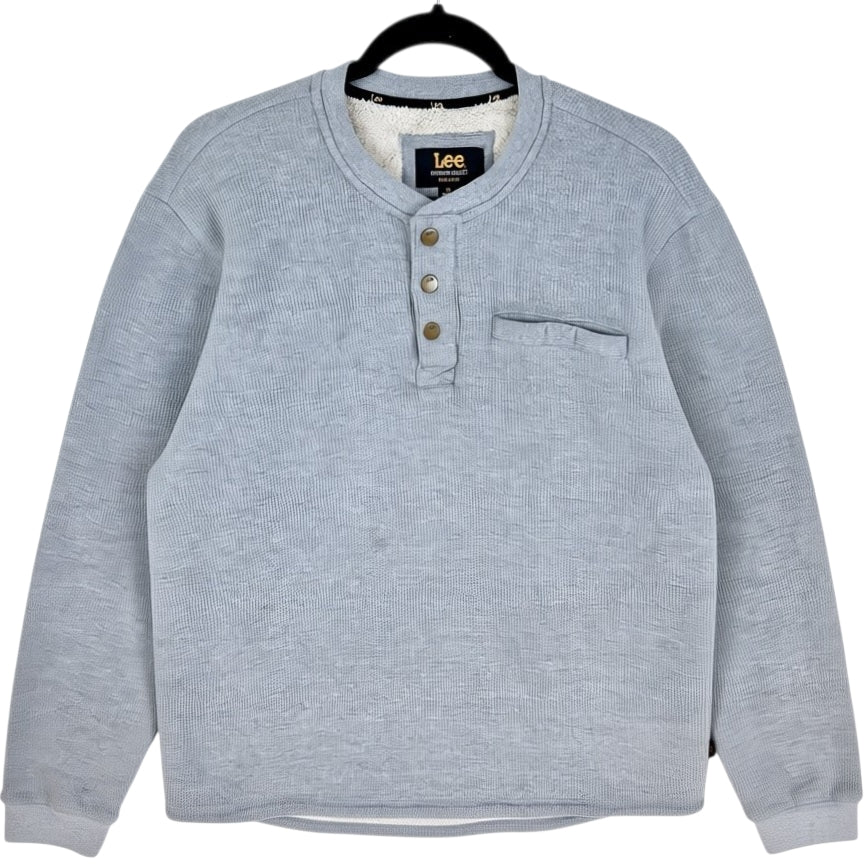 Lee Premium Select Grey Quarter Button Fleece Jumper Size M