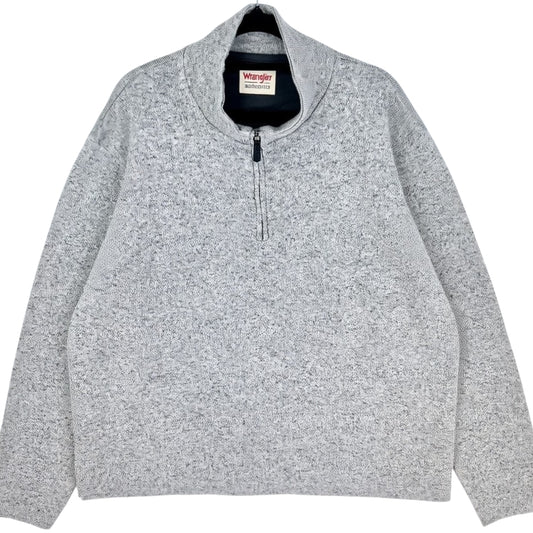 Wrangler Authentics Light Grey Quarter Zip Fleece Jumper Size L