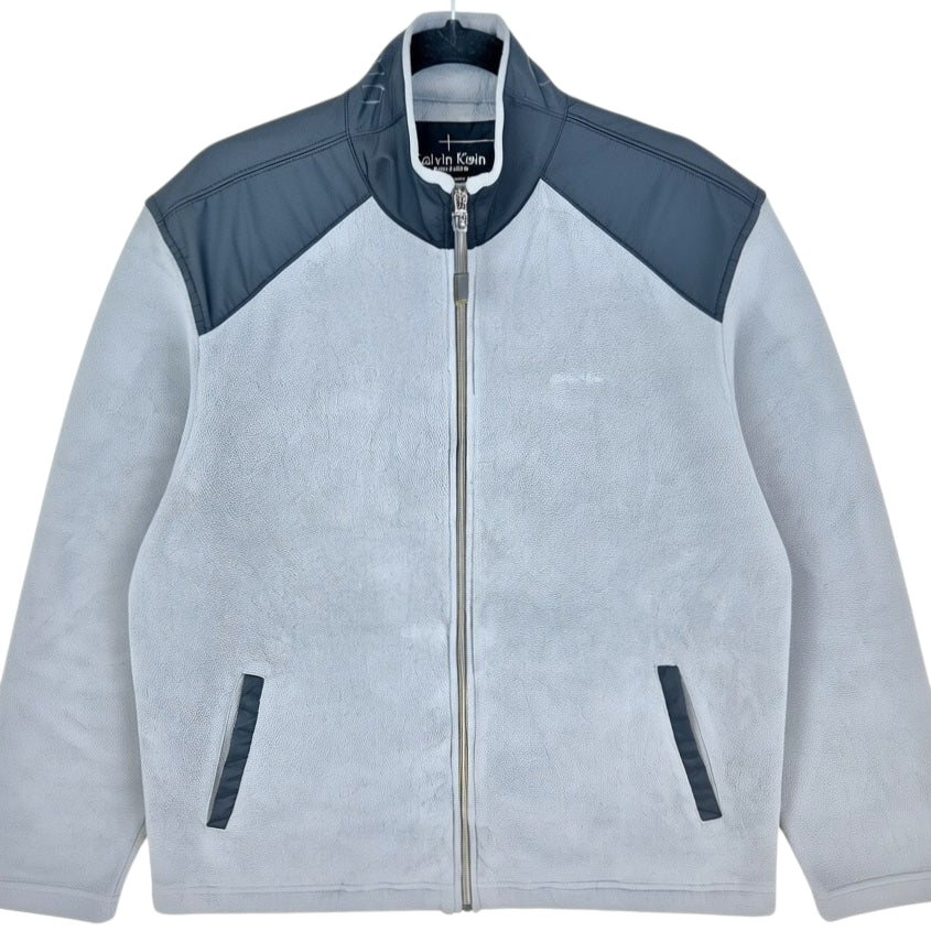 Calvin Klein Grey Fleece Zip Jumper Size XL