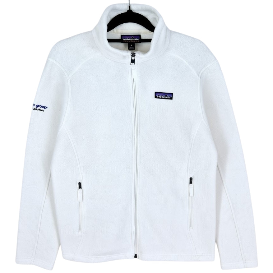 Patagonia Womens White Fleece Zip Jumper Size M