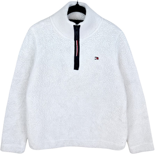 Tommy Hilfiger White Quarter Zip Fleece Jumper Size M