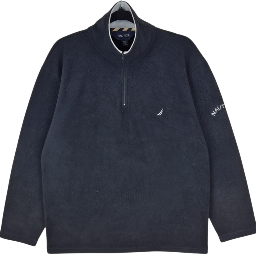 Nautica Black Quarter Zip Fleece Jumper Size M