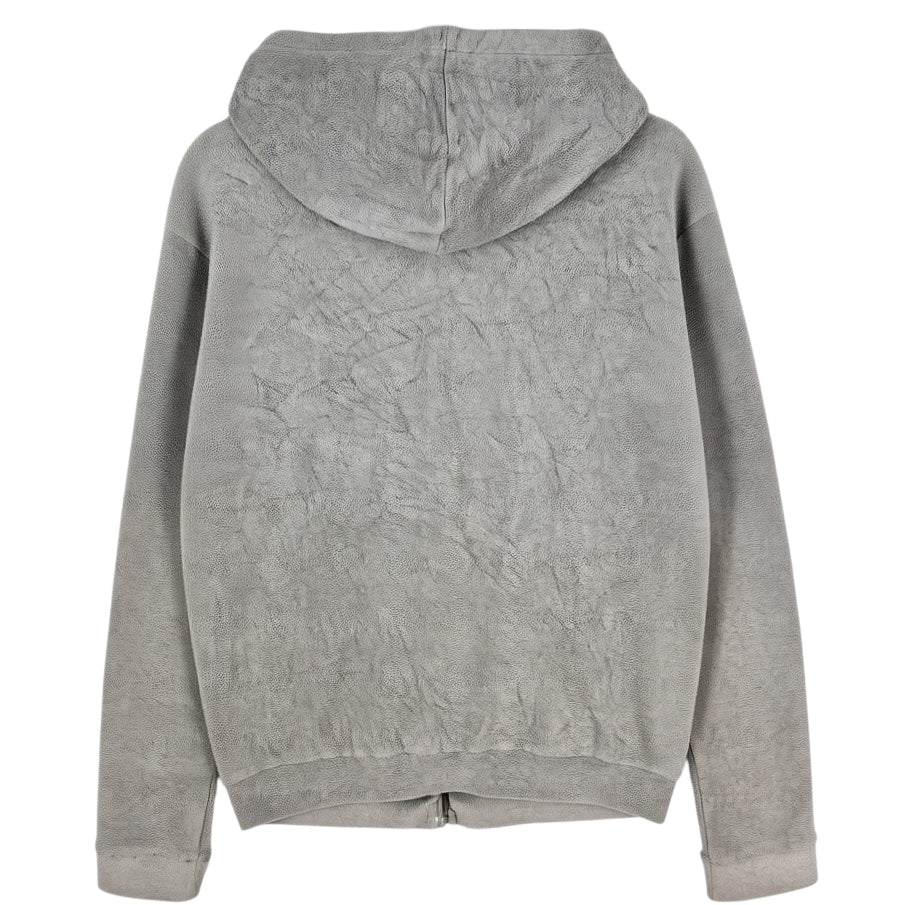 Vintage Calvin Klein 90's Oat Grey Hooded Fleece Zip Jumper Size L