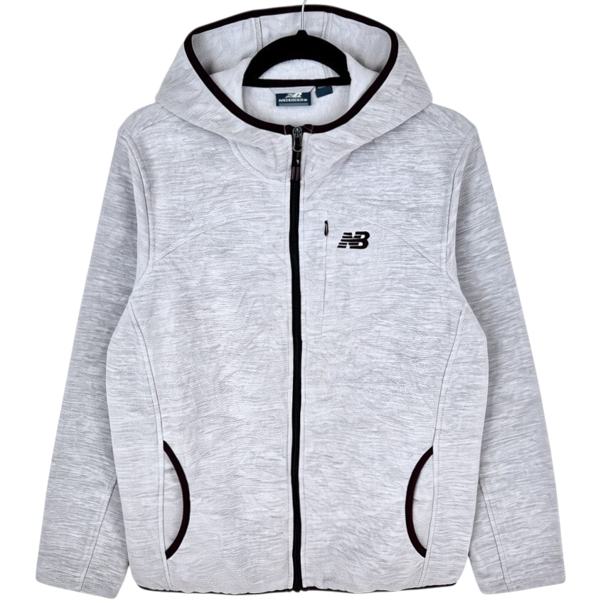 New Balance Light Grey Slim Hooded Fleece Zip Jumper Size L