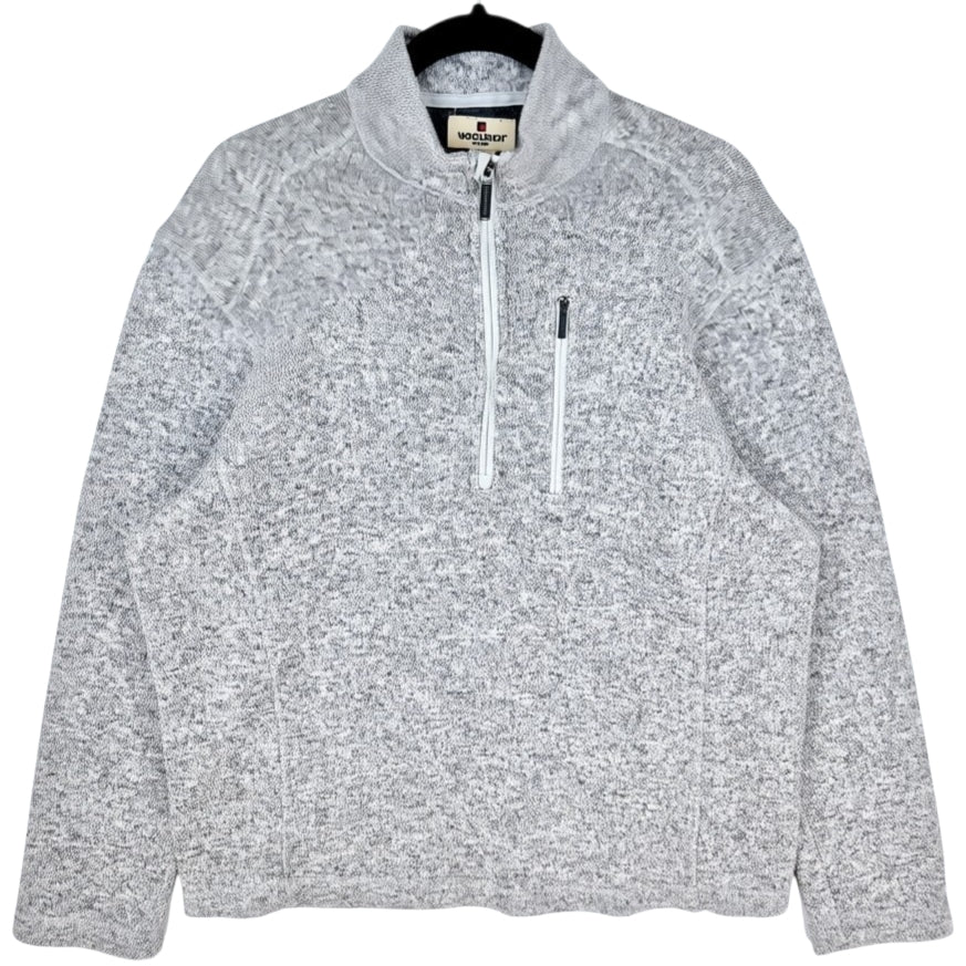 Woolrich Light Grey Quarter Zip Fleece Jumper Size L