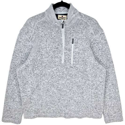 Woolrich Light Grey Quarter Zip Fleece Jumper Size L