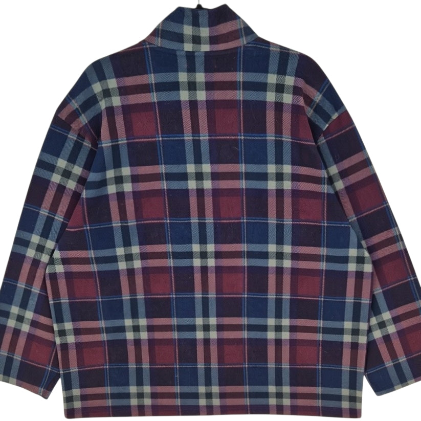 Nautica Burgundy & Dark Blue Quarter Zip Fleece Jumper Size 2XL