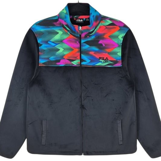 FILA Sport Womens Black Mink Fleece Zip Jumper Size L