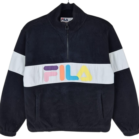FILA Black Quarter Zip Fleece Jumper Size M