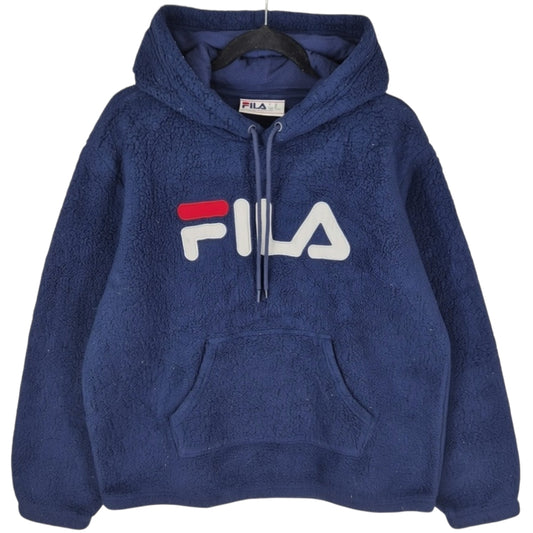 FILA Dark Blue Embroidered Fleece Hoodie Size XL