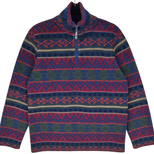 Vintage Craft & Barrow Sport 90's Burgundy & Dark Blue Fleece Jumper Size S