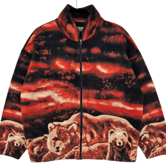 Vintage Wildlife Heritage Black & Orange Fleece Zip Jumper Size M