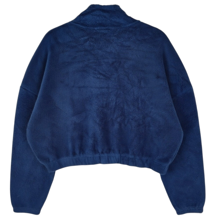 Playboy Womens Dark Blue Embroidered Quarter Zip Crop Fleece Jumper Size M